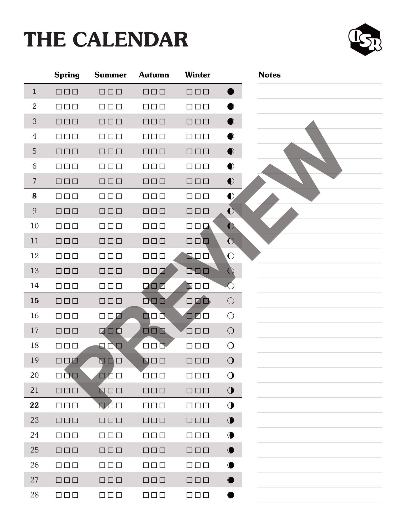 Screenshot 3 for The OSR Calendar