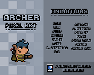 Pixel art 32x32 Archer girl