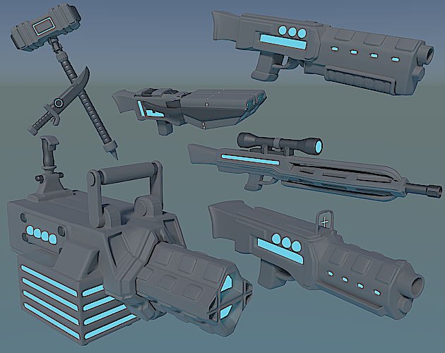 physically Damp Havoc Free futuristic weapon assets by niko-3d-models