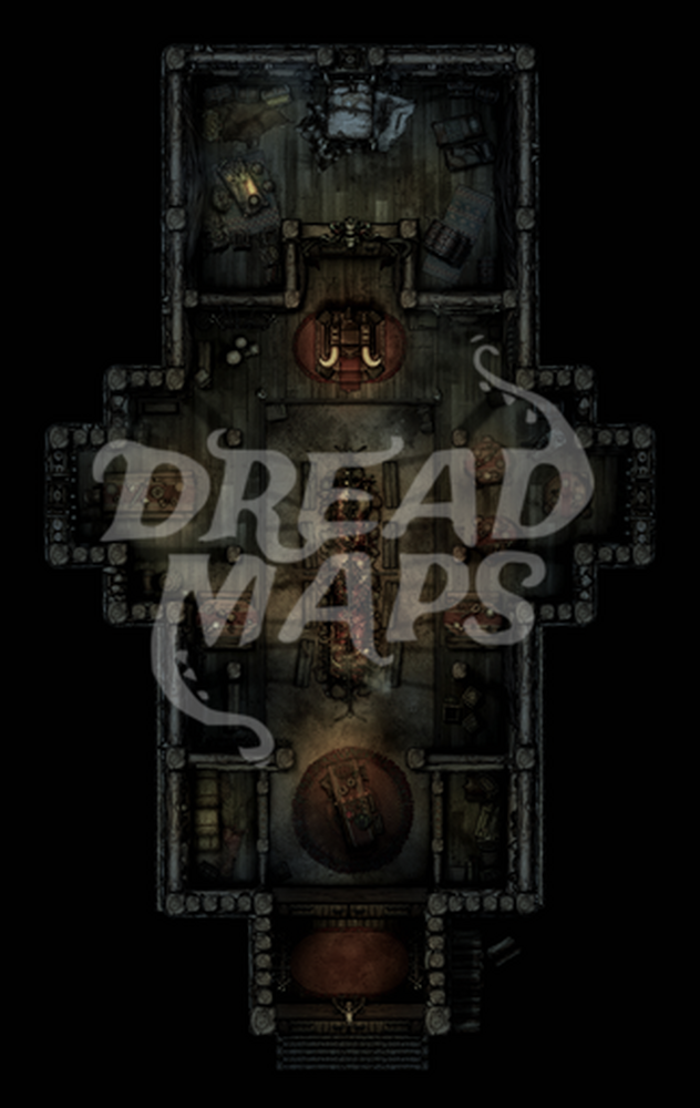 Viking Longhouse TTRPG Battlemap by Dread Maps