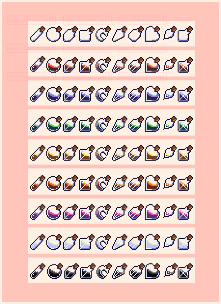 90 FREE 16x16 Animated Pixel Art Potions by alexkovacsart