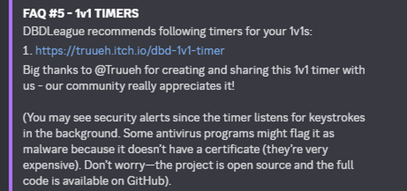 DBD 1v1 Timer by Truueh
