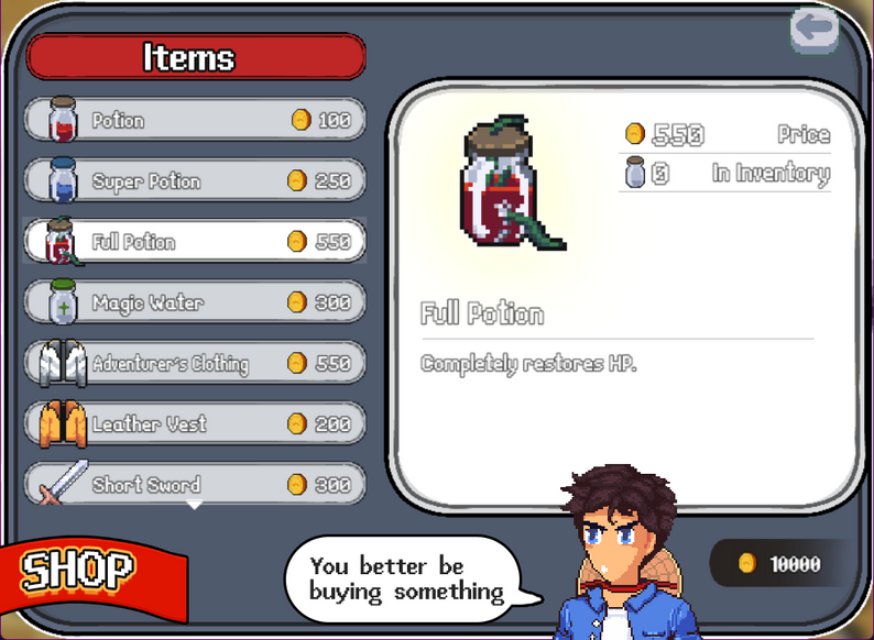 Simple Scene Shop - Plugin for RPG Maker MZ by Sang Hendrix
