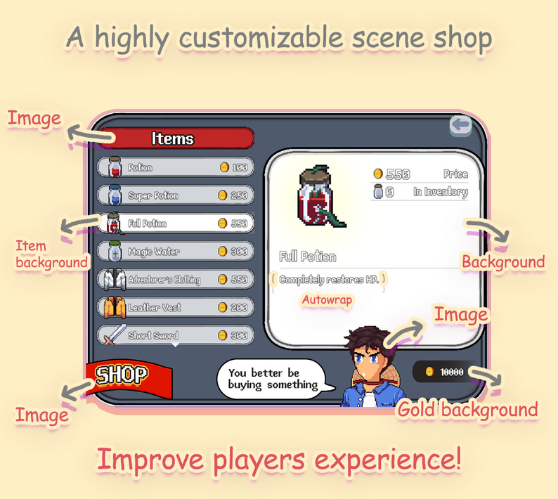 Simple Scene Shop - Plugin for RPG Maker MZ by Sang Hendrix