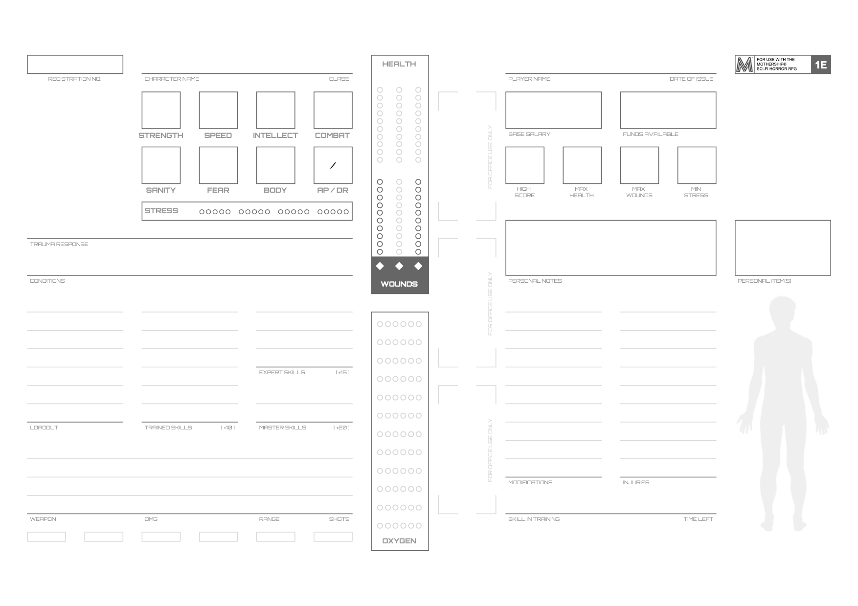 Mothership® Custom Character Sheet by C P1R8