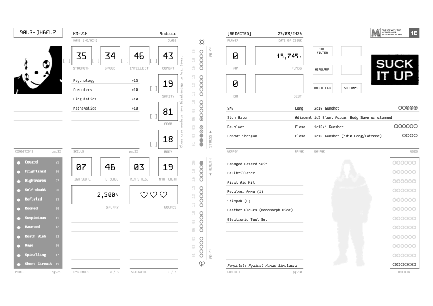 Screenshot 3 for Mothership® Custom Character Sheet