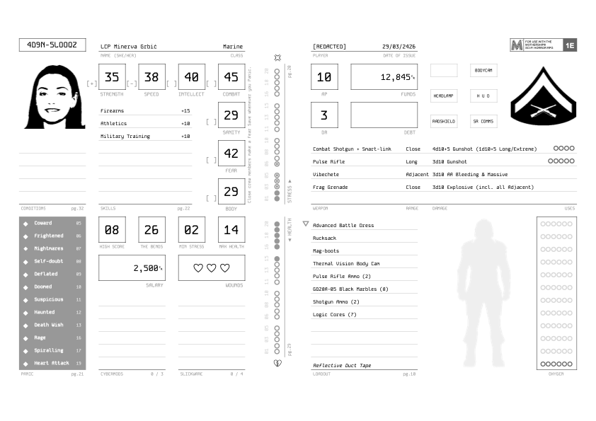 Screenshot 2 for Mothership® Custom Character Sheet