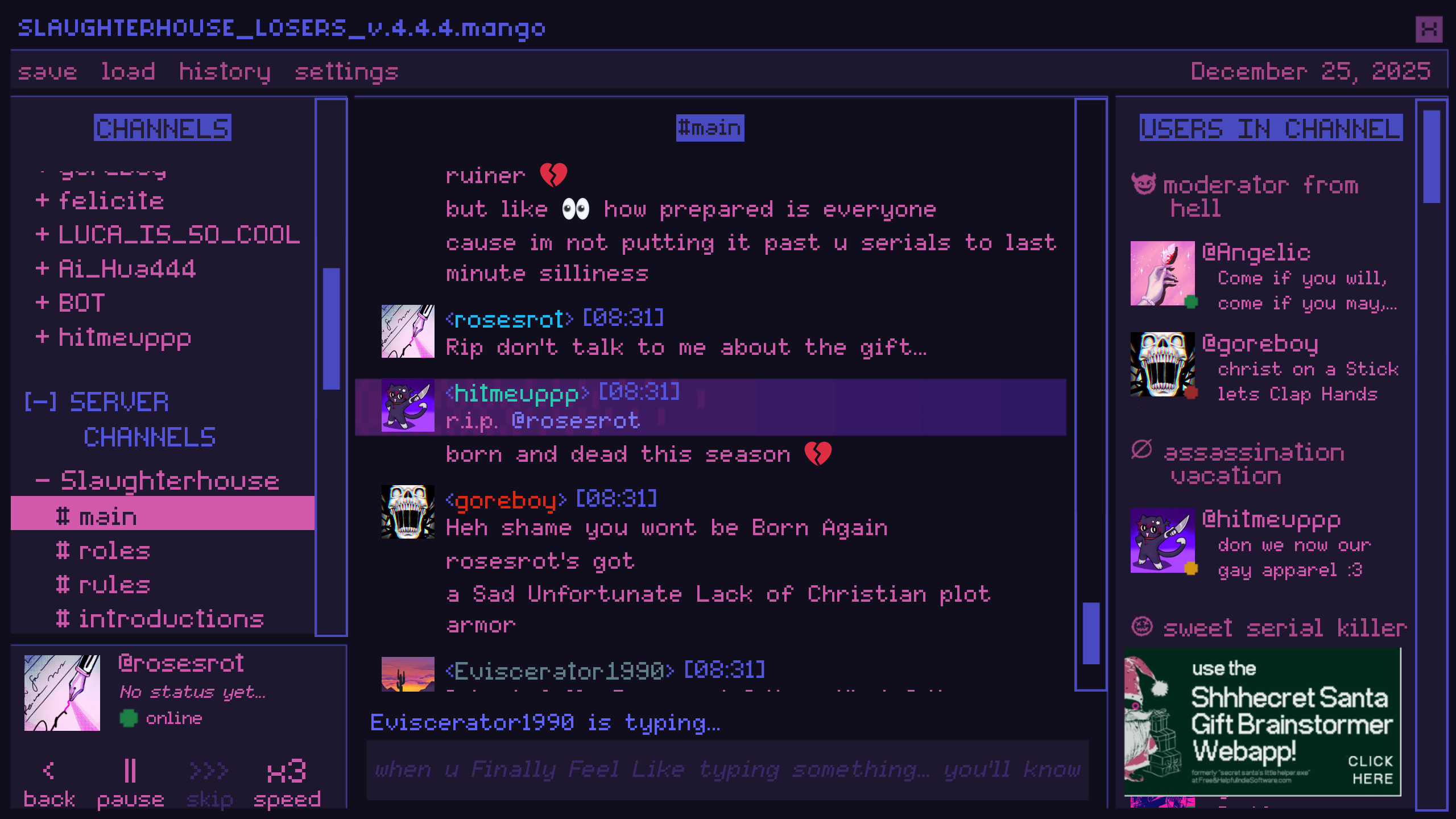 A Very Killer Chat! Christmas by rosesrot