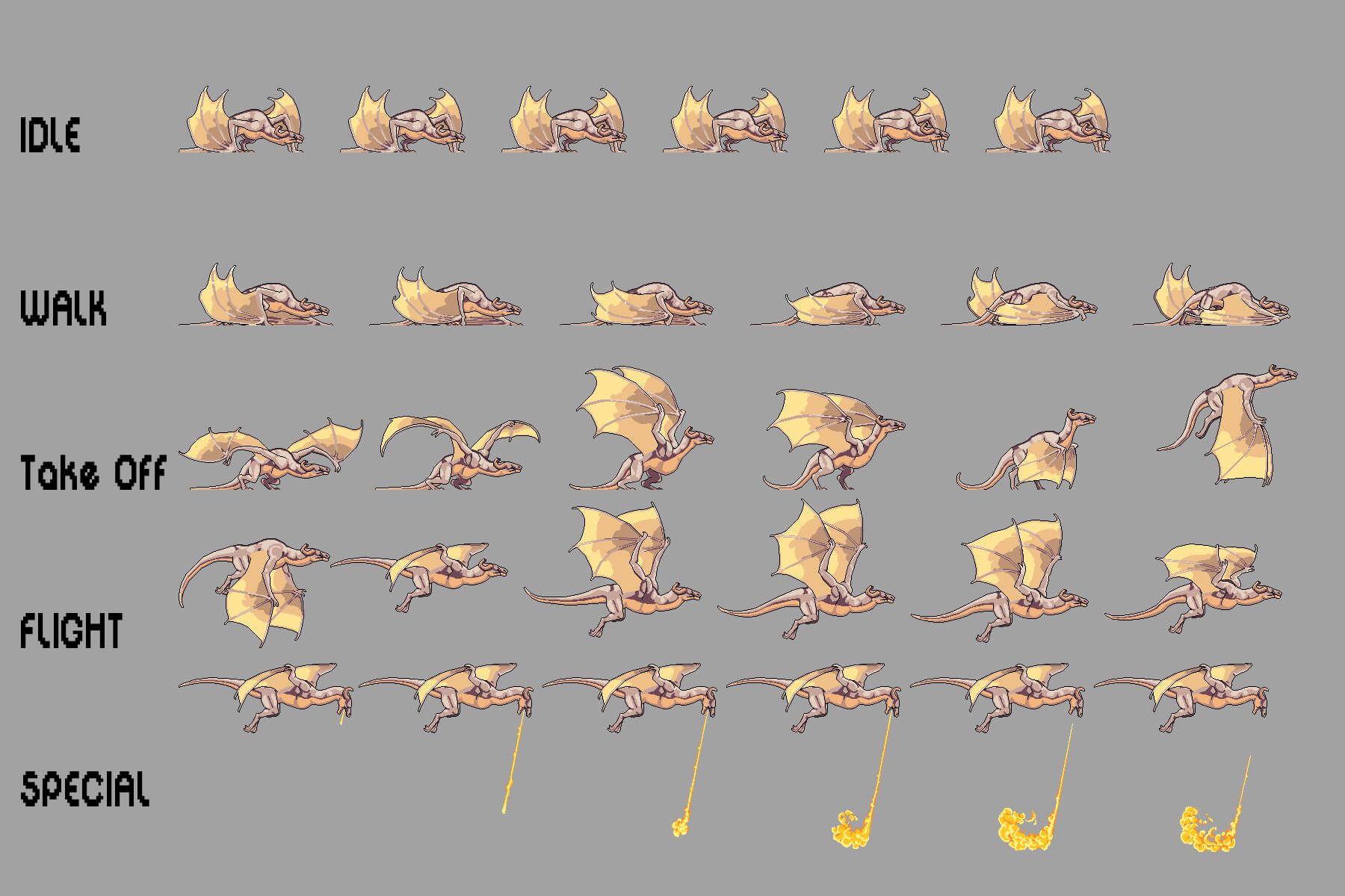Dragon Pixel Characters Sprite Pack By Free Game Assets GUI Sprite 