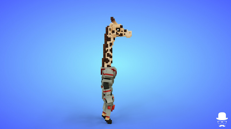 Giraffe Knight Riding Giraffe Knight Voxel Character - 3D Lowpoly Fantasy Creature by MrMGames