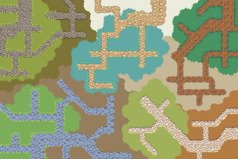 Path Less Pixel Game Pixel Path and Road Top-Down Tileset by Free Game Assets (GUI, Sprite ...