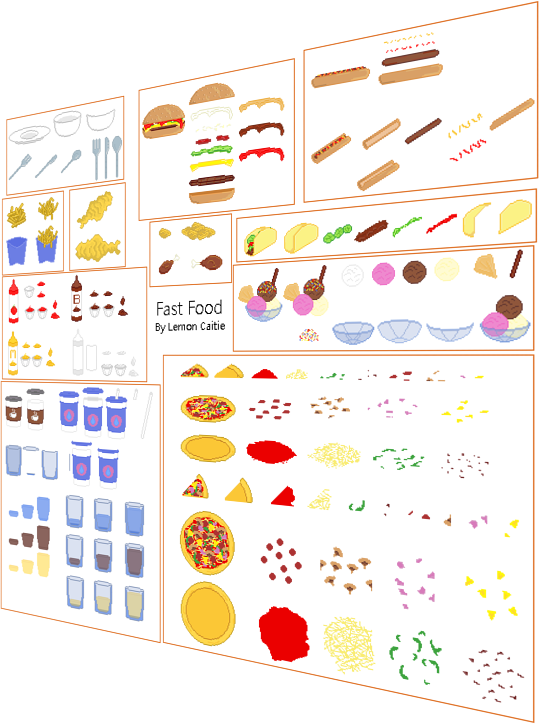 Fast food: pixel art asset pack by LemonCaitie