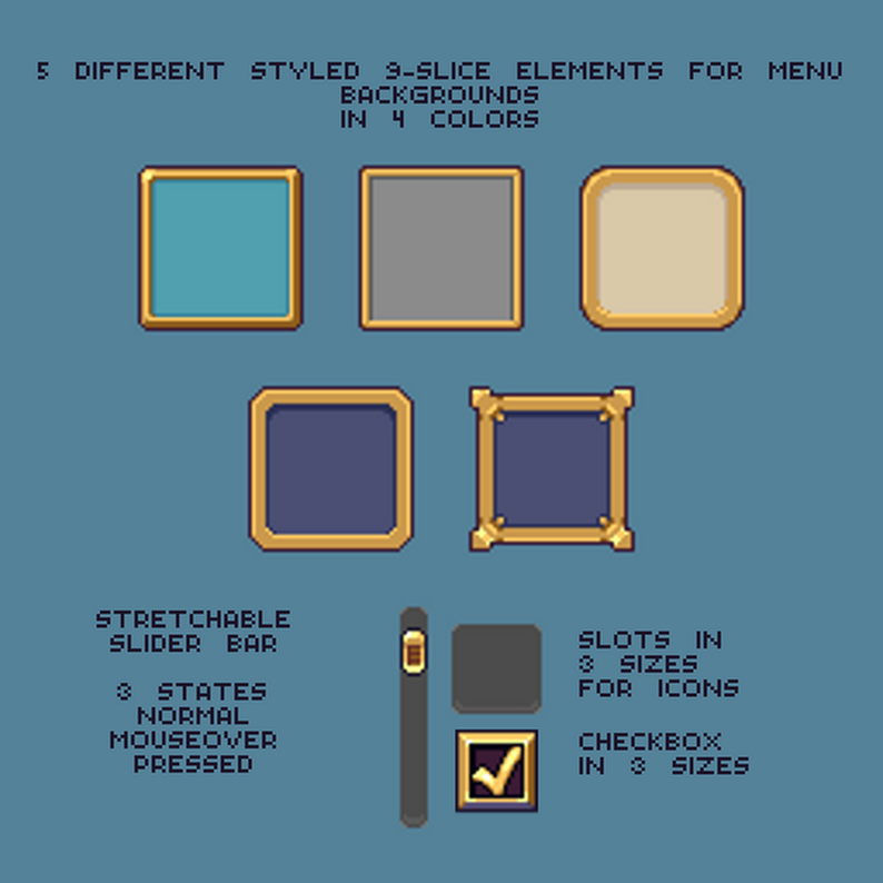 Pixel Menu Gui Hud Basicset Icons By Thomas Feichtmeir Cyangmou