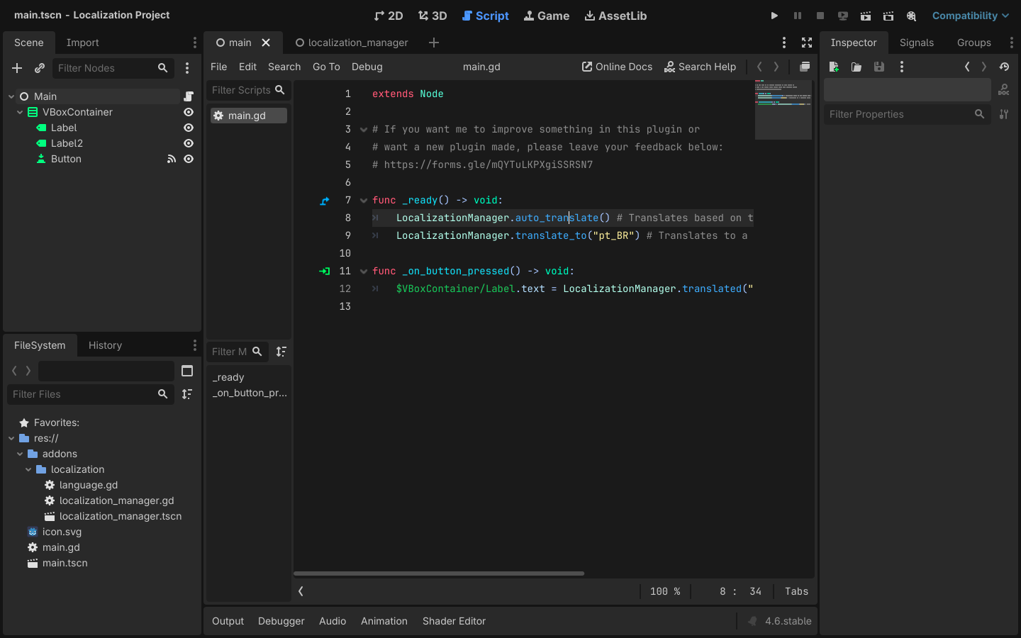 Localization Plugin for Godot 4 by ThunderLimited