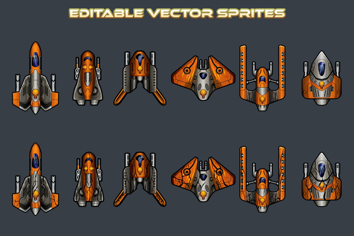Pirate Spaceship 2D Sprites by Free Game Assets (GUI, Sprite, Tilesets)
