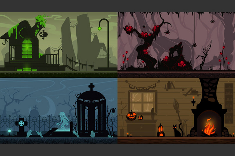 Parallax Halloween 2D Game Backgrounds by Free Game Assets (GUI, Sprite ...