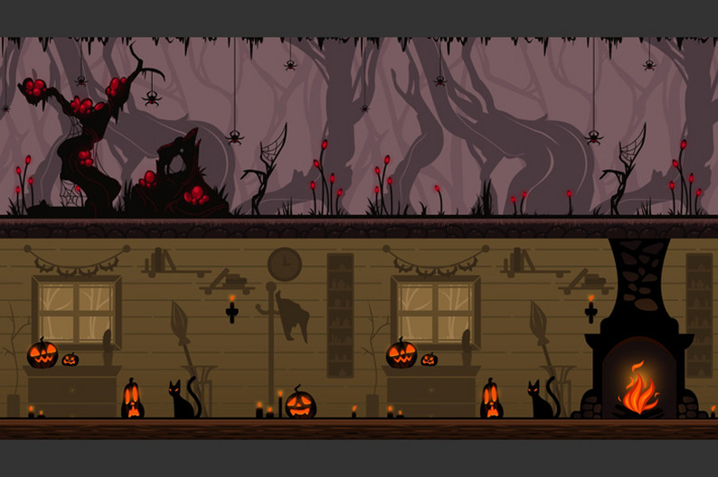 Parallax Halloween 2D Game Backgrounds by Free Game Assets (GUI, Sprite ...