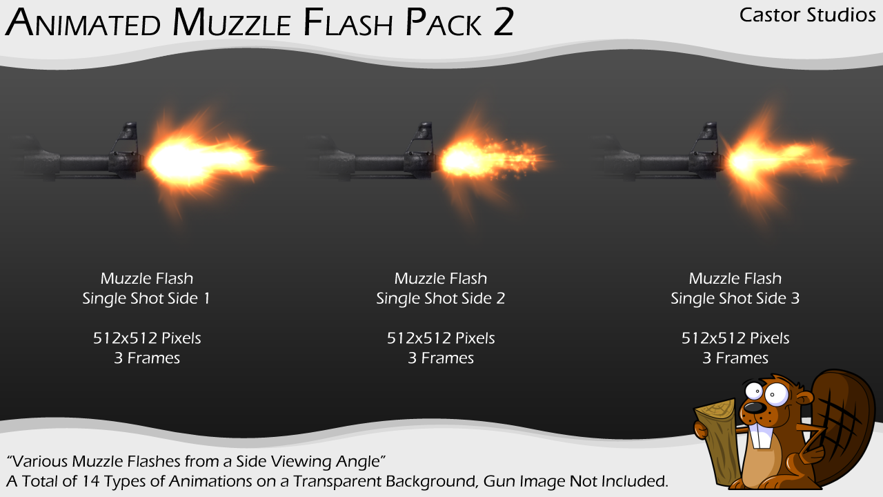 Animated Muzzle Flash Pack 2 by Castor Studios