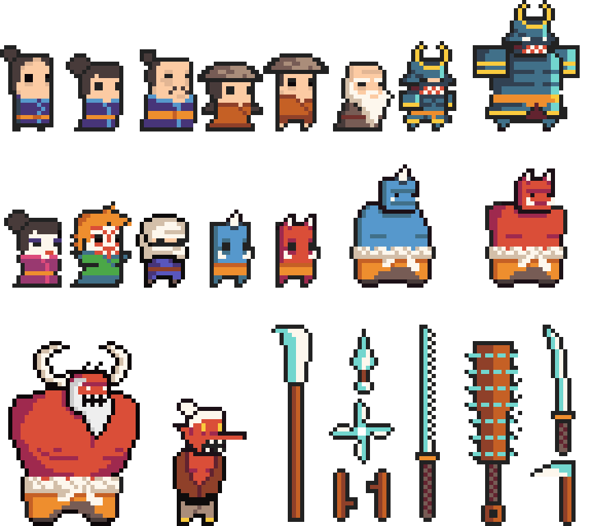 16x16 Samurai Fantasy Characters by Superdark