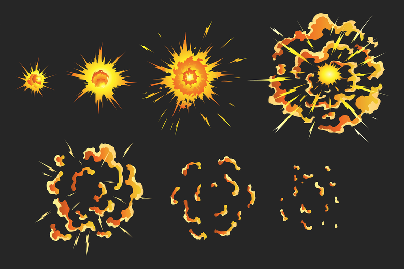 20 VFX 2D hand-drawn explosions with fire, smoke, water, lava, and ...