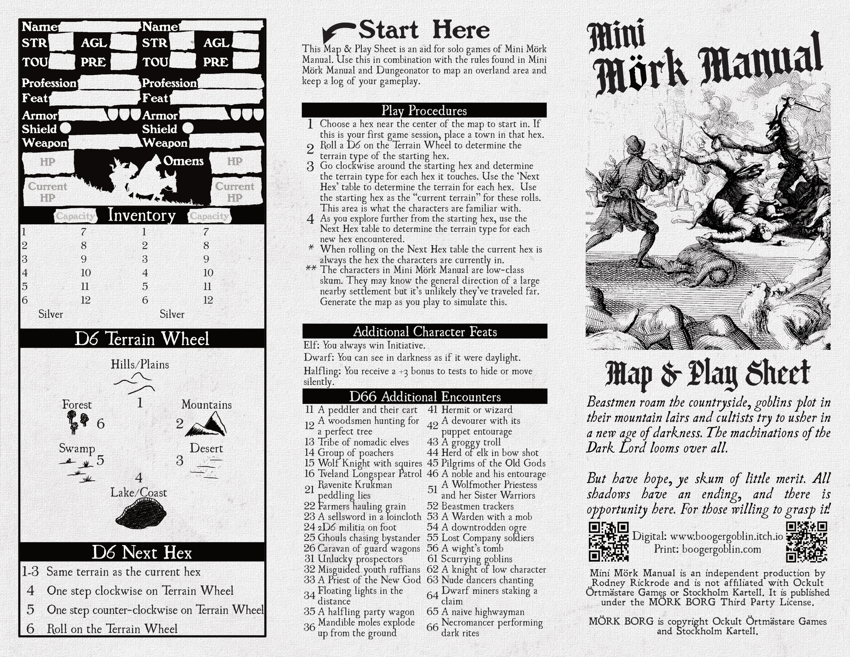 Screenshot 2 for Mini Mörk Manual, a solo rpg in a pamphlet