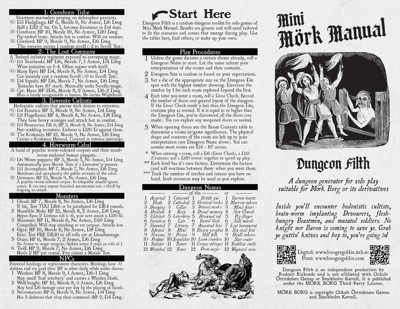 Mini Mork Mini Mörk Manual, a solo rpg in a pamphlet by Booger Goblin