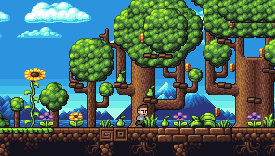 Cute Forest Platformer Pixel Art Tileset by Glint Games