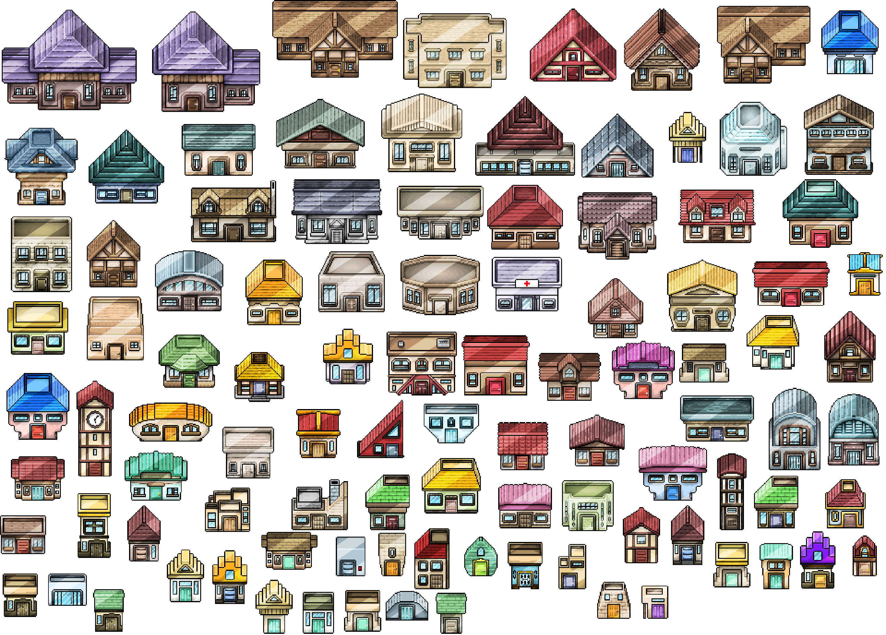 Pixel Houses RPG - Top Down Pixel art Asset pack [16x16] by JellyBeam