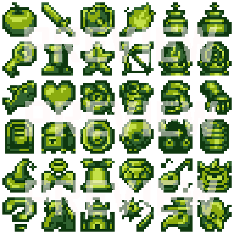 Free GameBoy Pixel Art Icons Medieval-Adventure[16x16] by Teddy2024