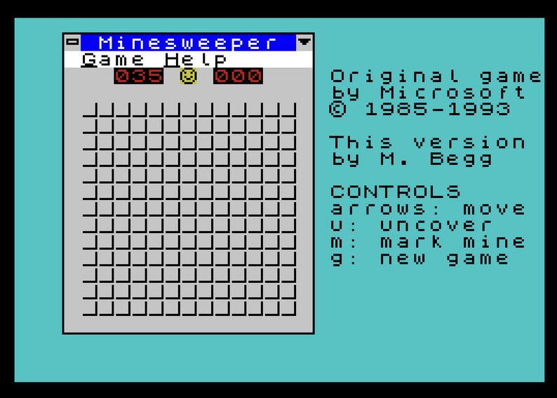 Minesweeper (ZX Spectrum] by Matthew Begg by BASIC 10Liner