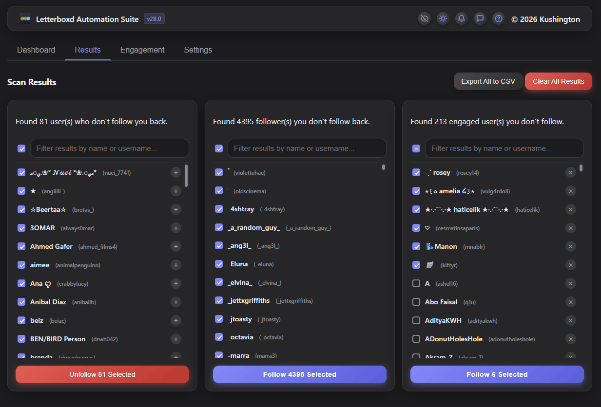 Screenshot 4 for Letterboxd Automation Suite & Unfollower Finder