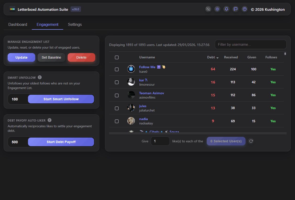 Screenshot 6 for Letterboxd Automation Suite & Unfollower Finder