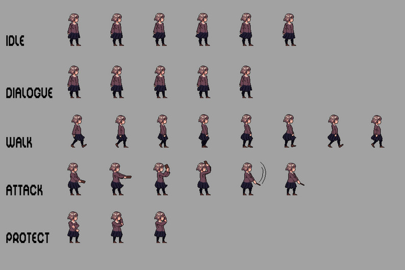 Free Pixel Schoolgirls Anime Character Sprite by Free Game Assets (GUI ...