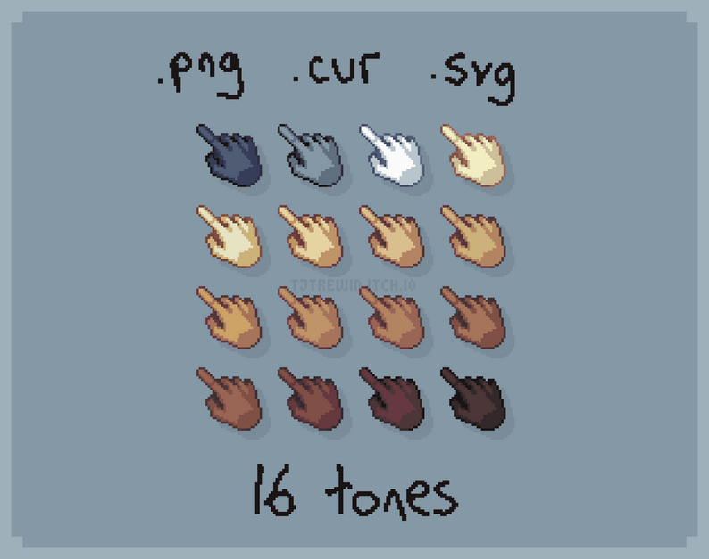 Pixel art hand cursors by TJ Trewin