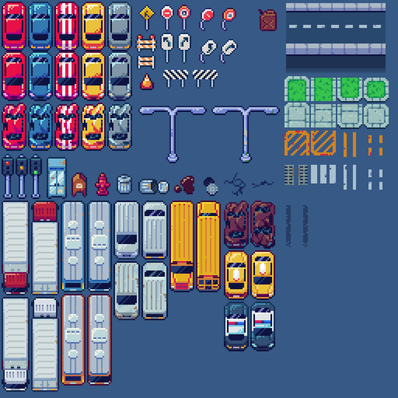 Racing Game Pixel Art Asset Pack by Groovymcgee