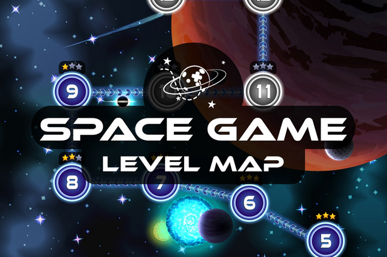 Space Game Level Map by Free Game Assets (GUI, Sprite, Tilesets)