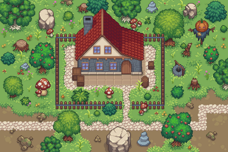 Free Home Top-Down Pixel Art Asset by Free Game Assets (GUI, Sprite ...