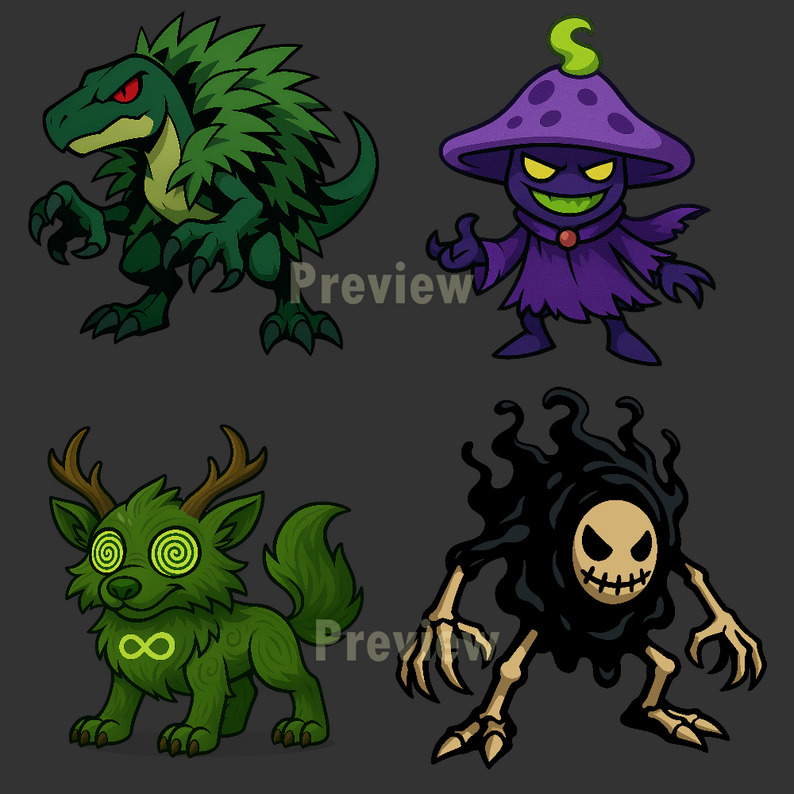 Creatures Of Infinity Sprite Pack 2 – 50+ Versatile Creature Monster ...