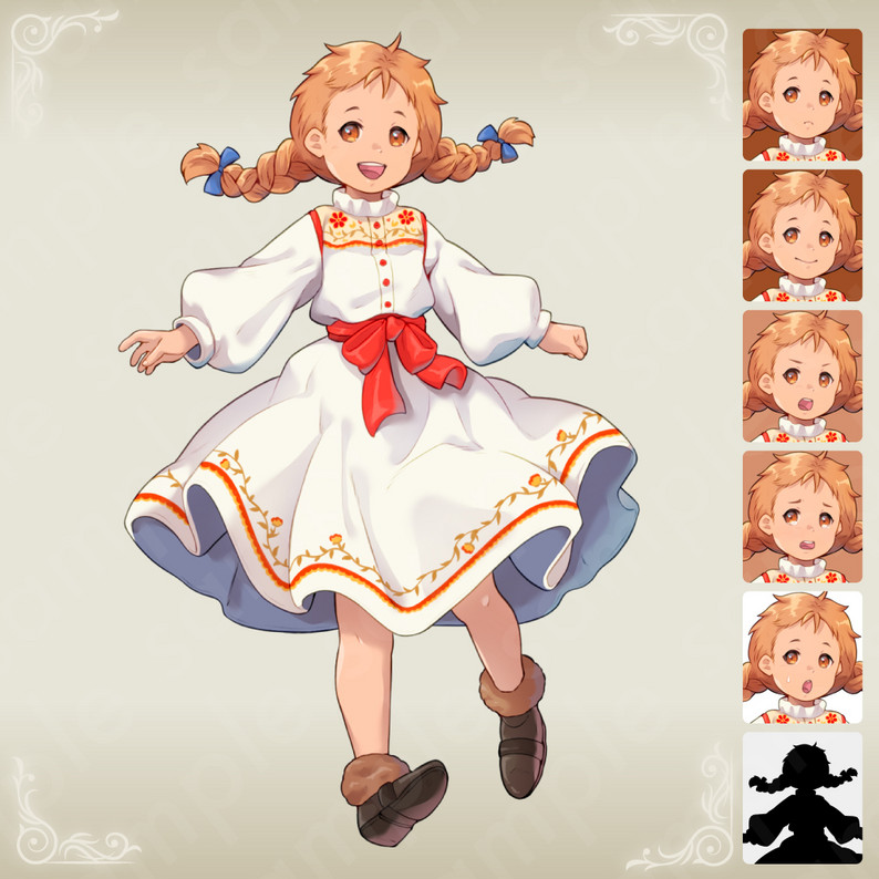 [Fantasy Character Sprite] Young Villager Girl – Brown Braid, White ...