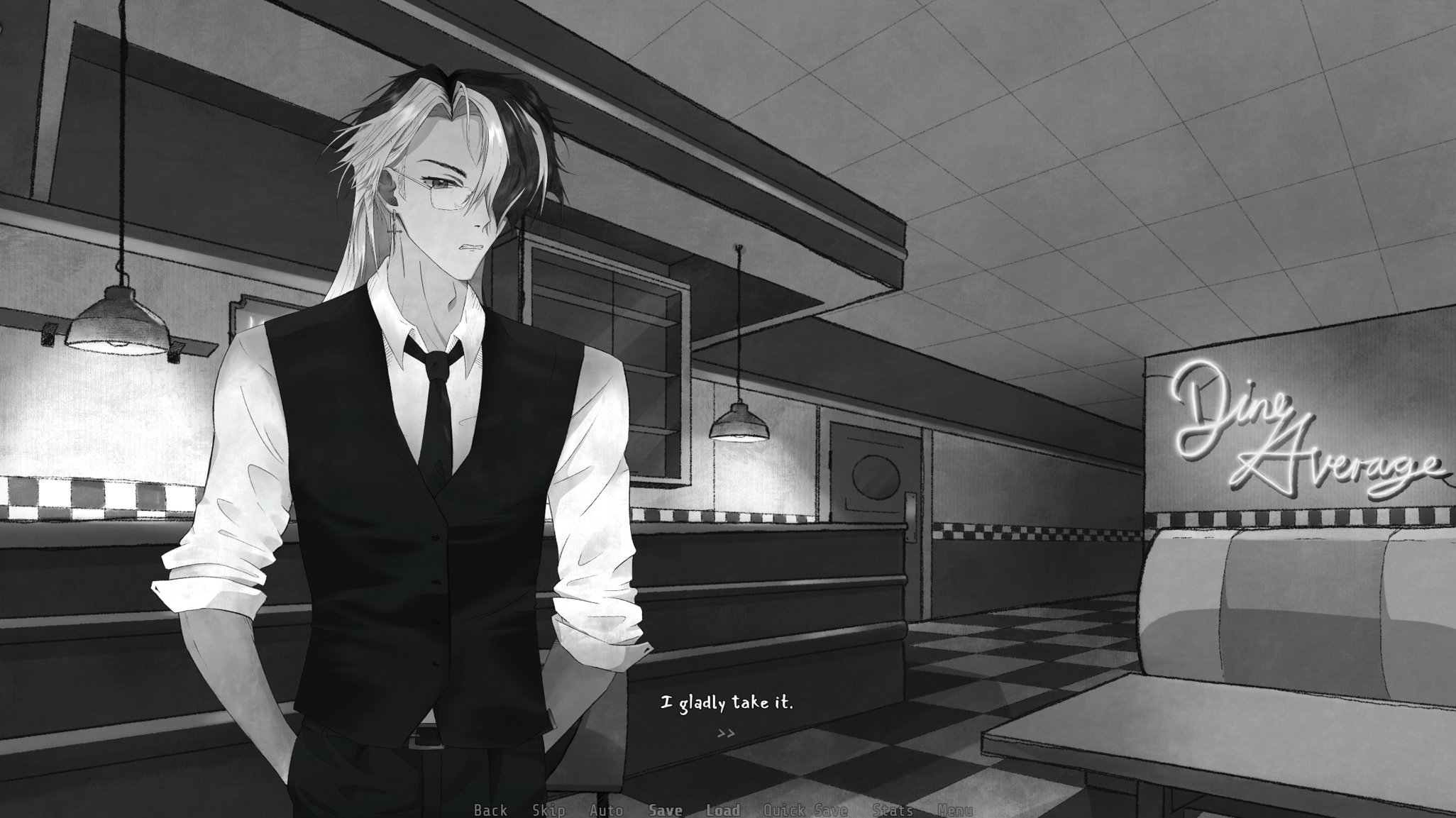 Darkness Calls the Raven: diner, first encounter.