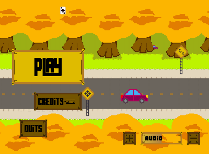 An image of the title screen of Ace Of Spades. It has some standard title screen options like Play, Quit, and Credits.