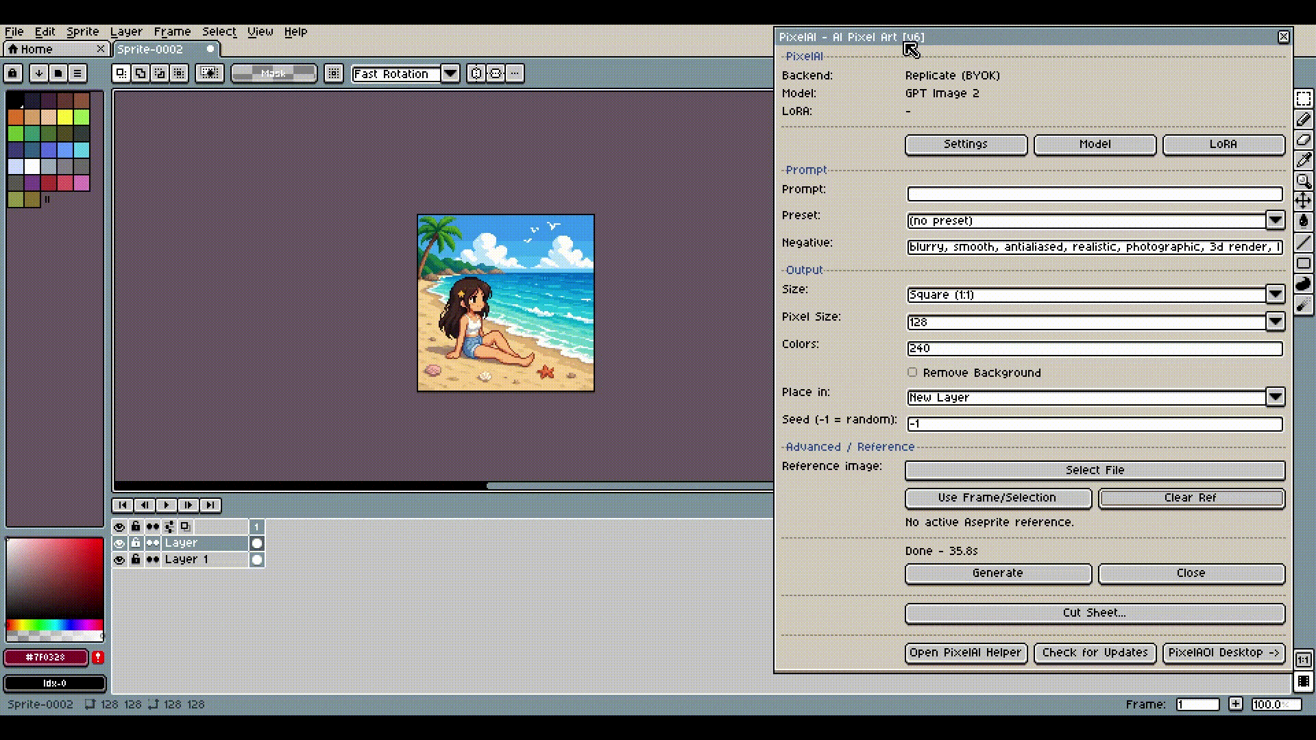 Screenshot 11 for PixelAI - Local AI Pixel Art Directly in Aseprite