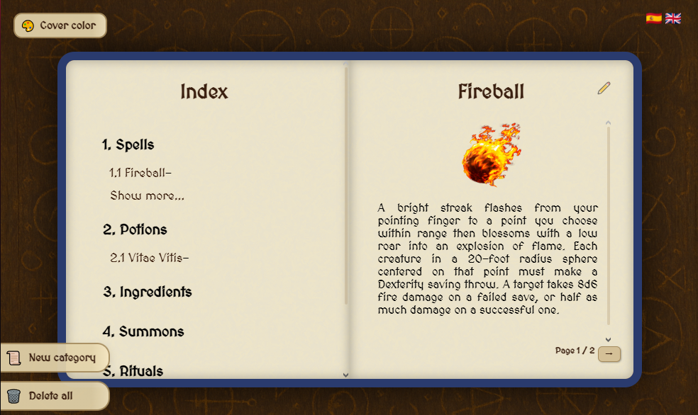 Screenshot 2 for My Grimoire (Mi grimorio)