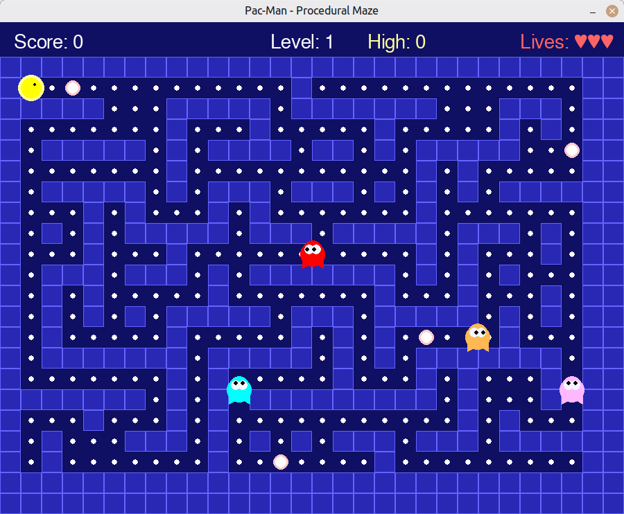 Pacman with Random Labyrinth by Oscar Monteiro