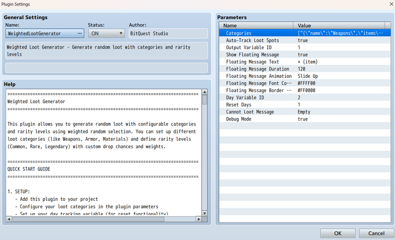 Weighted Loot Generator for RPG Maker MZ by BitQuest Studio