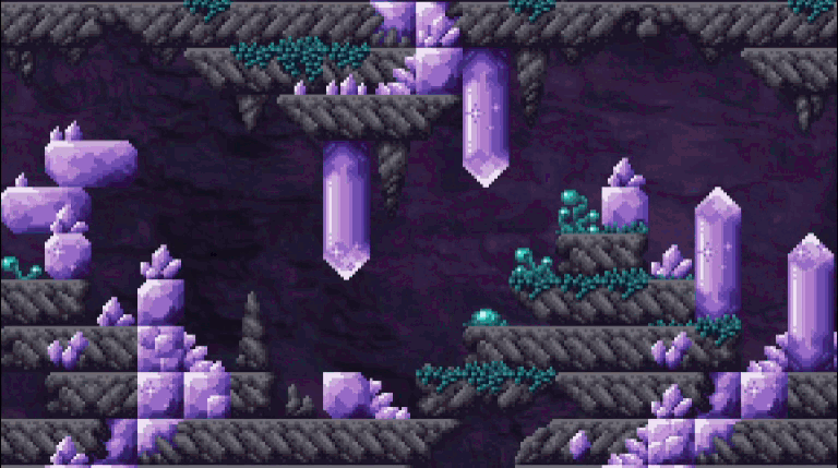 Crystal Cave 2D Platformer Tileset by zanzindorf
