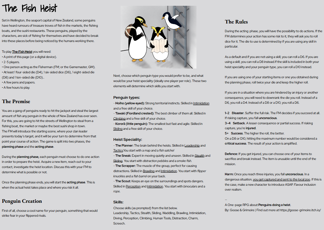 Screenshot 2 for The Fish Heist (One-Page)