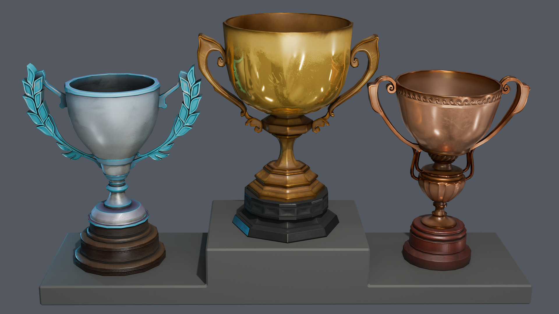 Trophy Normal Low and Mid-Poly Stylized Trophy 3D Models with PBR Material by Tanya ...