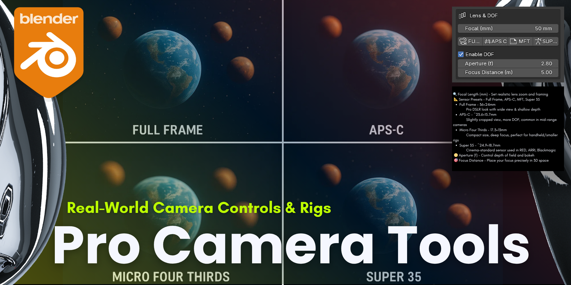 Pro Camera Tools for Blender – Realistic Cinematic Camera System by ...