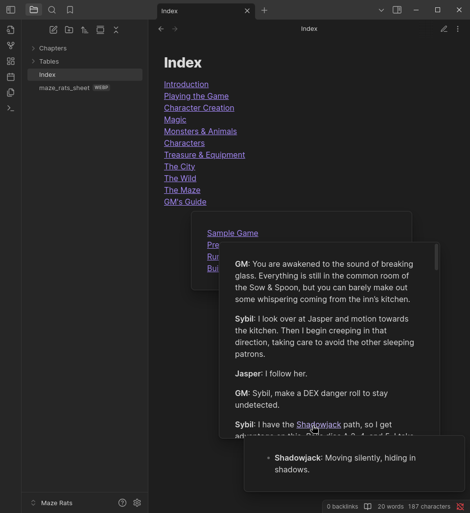 Screenshot 2 for Maze Rats in Obsidian